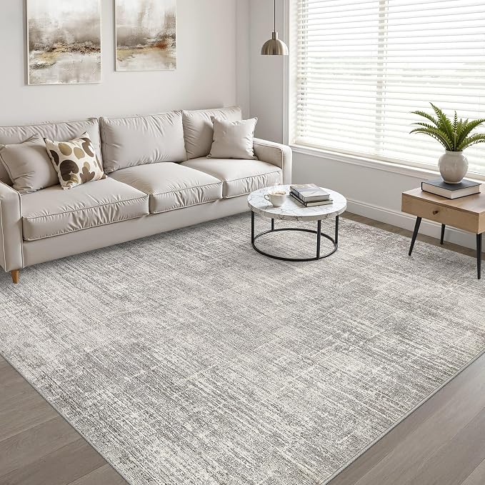 LOONGRUG 12x15 Abstract Gray Brown Rug