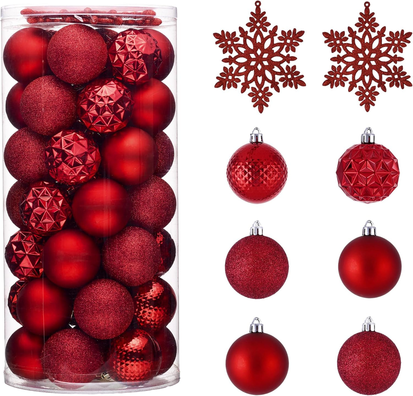 Valery Madelyn Christmas Tree Decorations Ornament Set for Fall Halloween, 50ct 2 Inches Red Shatterproof Christmas Ball Ornaments Hanging Xmas Holiday Party Decor