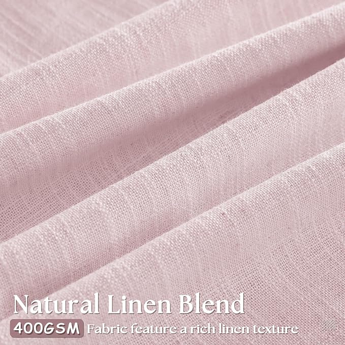 Baby Pink Linen Pinch Pleated Curtains 96 Inch Length 2 Panels for Girls Bedroom Nursery Soft Thick Linen Window Curtains 96 Inches Long Semi Sheer Light Filtering for Living Room Blush Dusty Pink
