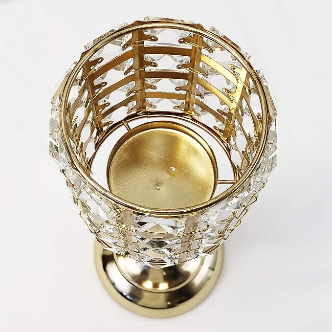 allgala Crystal Plated Tealight Votive Decorative Candle Holder (12 Inch, Gold)