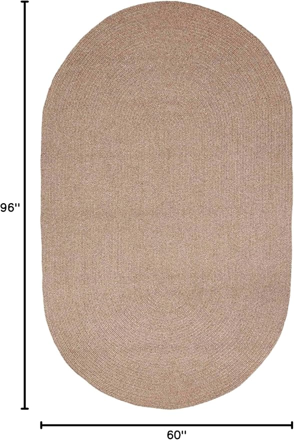 Superior Indoor/Outdoor Area Rug, Reversible Braided Floor Decor for Living Room, Kitchen, Patio, Front Porch, Modern Boho Farmhouse Rugs, Hardwood, Bedroom Accessories, 5' x 8', Latte