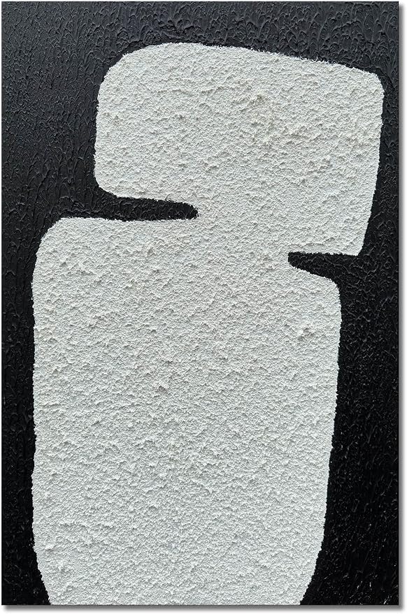 zoinart Hand Painted Textured Wall Art 24x36 Inches Decorative Oil Paintings on Canvas Black and White Abstract Painting Contemporary Art Minimalist Wall Decor