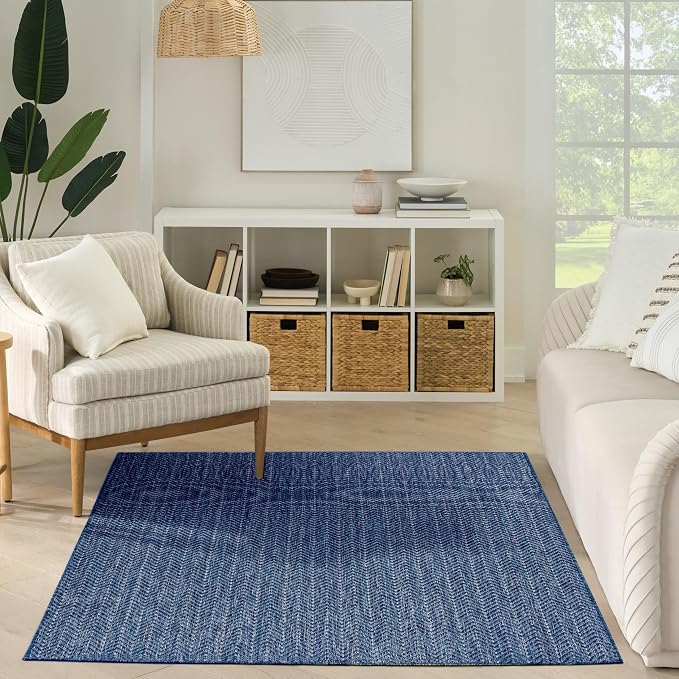Nourison Home Horizon Indoor/Outdoor Navy 6' x 9' Area Rug - Easy Clean, Non Shedding, Bed Room, Living Room, Dining Room, Kitchen (6' x 9')