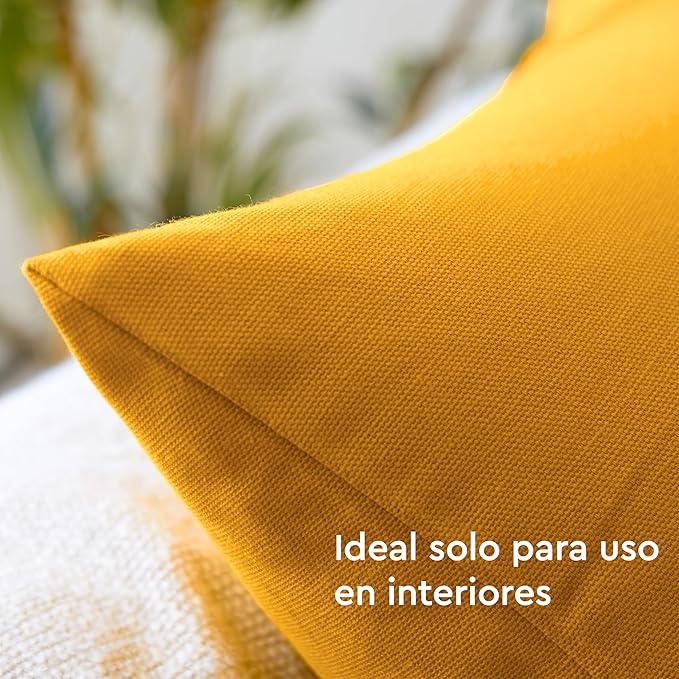 Encasa XO Throw Pillow Covers 24x24 in Set of 2 Mango | No Inserts | Cotton Pillow Covers for Living Room, Bed, Sofa, Couch | Decorative Cushion Covers with Improved Zipper