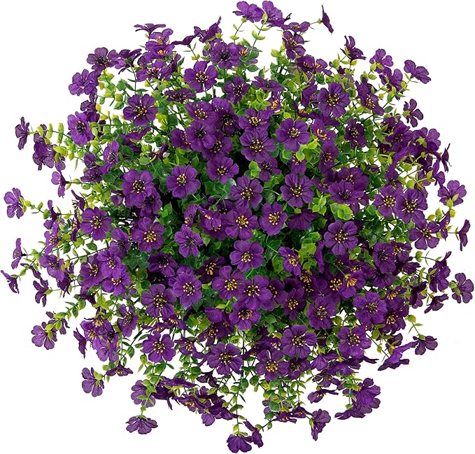 HyeFlora Artificial Faux Hanging Flowers Plants Basket for Outdoor Outside Decoration, Fake Silk Colorful Daisy in Planter for Porch Patio Garden Yard Home