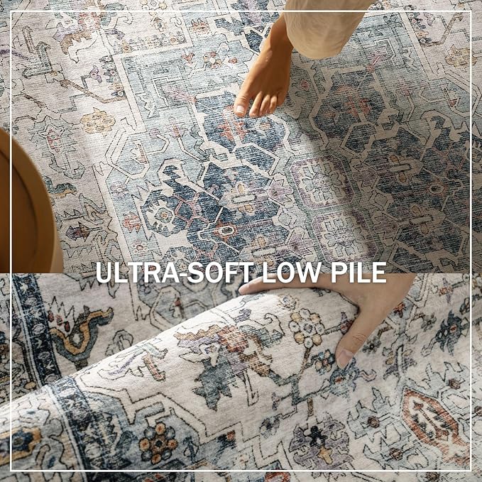 Machine Washable Kitchen Runner Rugs: 2'x6' Hallway Runner Rug Non Slip Low Pile Stain Resistant Soft Carpet Runners for Hallways Indoor Entryway Kitchen Laundry Room Beside Farmhouse