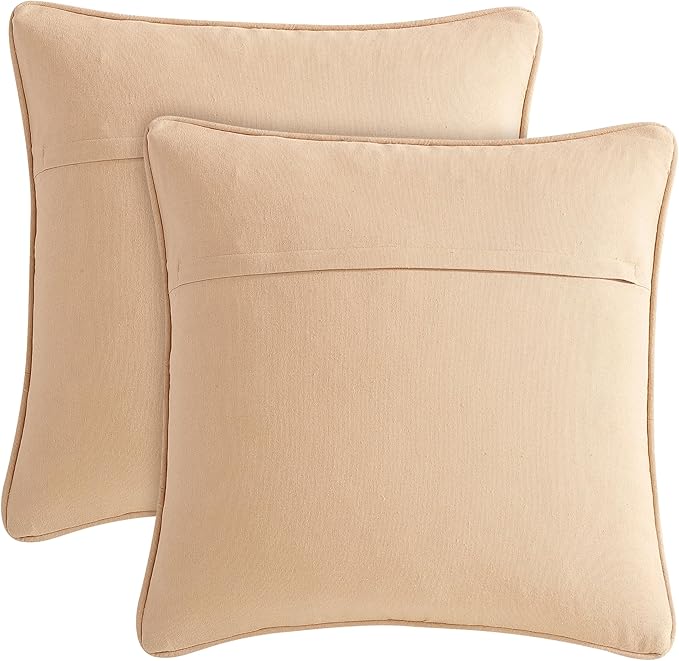 Boho Living 18x18 Beige Throw Pillow Covers Pillow Insert not Included - Boho Pillow Covers Only, Pack of 2