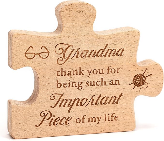Engraved Block Puzzle Gift for Grandma for Birthday, Christmas, Grandparents day, Mothers Day Gifts for Grandma, Delicate Grandma Birthday Gifts from Granddaughter, Grandson