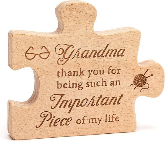 Engraved Block Puzzle Gift for Grandma for Birthday, Christmas, Grandparents day, Mothers Day Gifts for Grandma, Delicate Grandma Birthday Gifts from Granddaughter, Grandson
