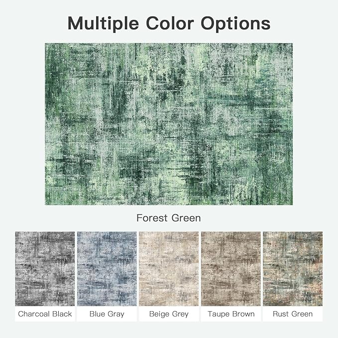 Lofus 5x7 Area Rug for Living Room, Green Abstract Rugs with Non-Slip Backing, Neutral Modern Washable Carpet for Bedroom Dining Room Home Office Nursery Indoor