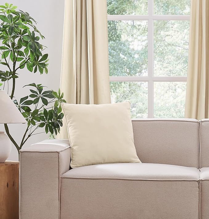 Brooklyn Loom Matte Cotton Velvet 20x20 Off-White Decorative Pillow