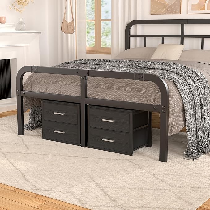 BOLUO Stackable Storage Drawers Closet Organizers and Storage Fabric Black 2 Drawer Dresser for Bedroom Modern