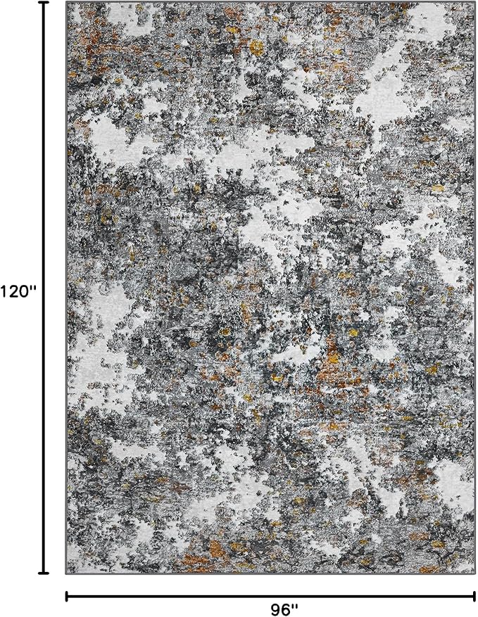 8x10 Area Rug for Living Room Bedroom: Large Washable Rug with Anti-Slip Backing Non-Shedding Stain-Resistant Soft Abstract Carpet for Dining Room Nursery Home Office (Gray/Multi)