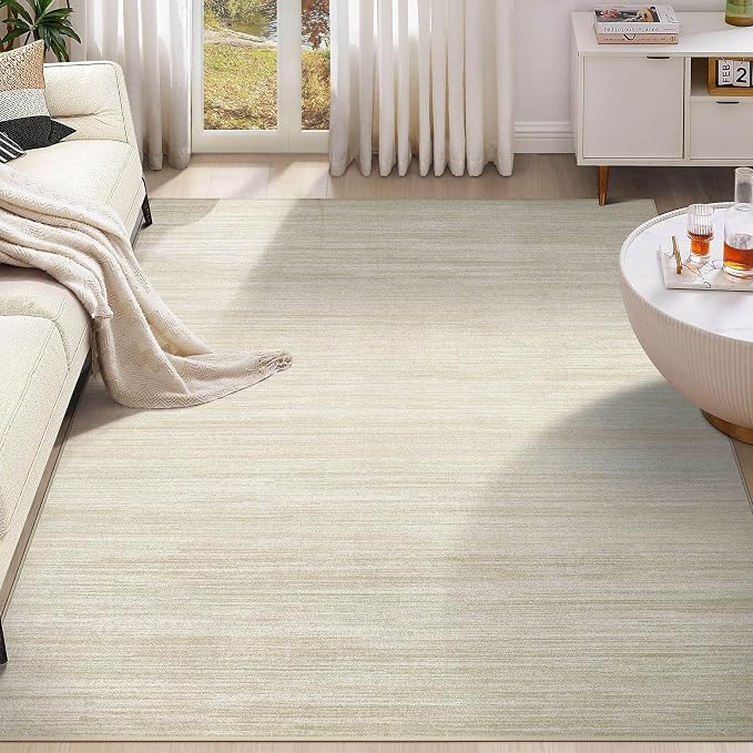 UERMEI 10x14 Washable Area Rug - Neutral Modern Abstract Living Room Rugs, Non-Slip Soft Large Indoor Floor Carpet for Bedroom Home Office & Under Dining Table Decor, Brown/Beige