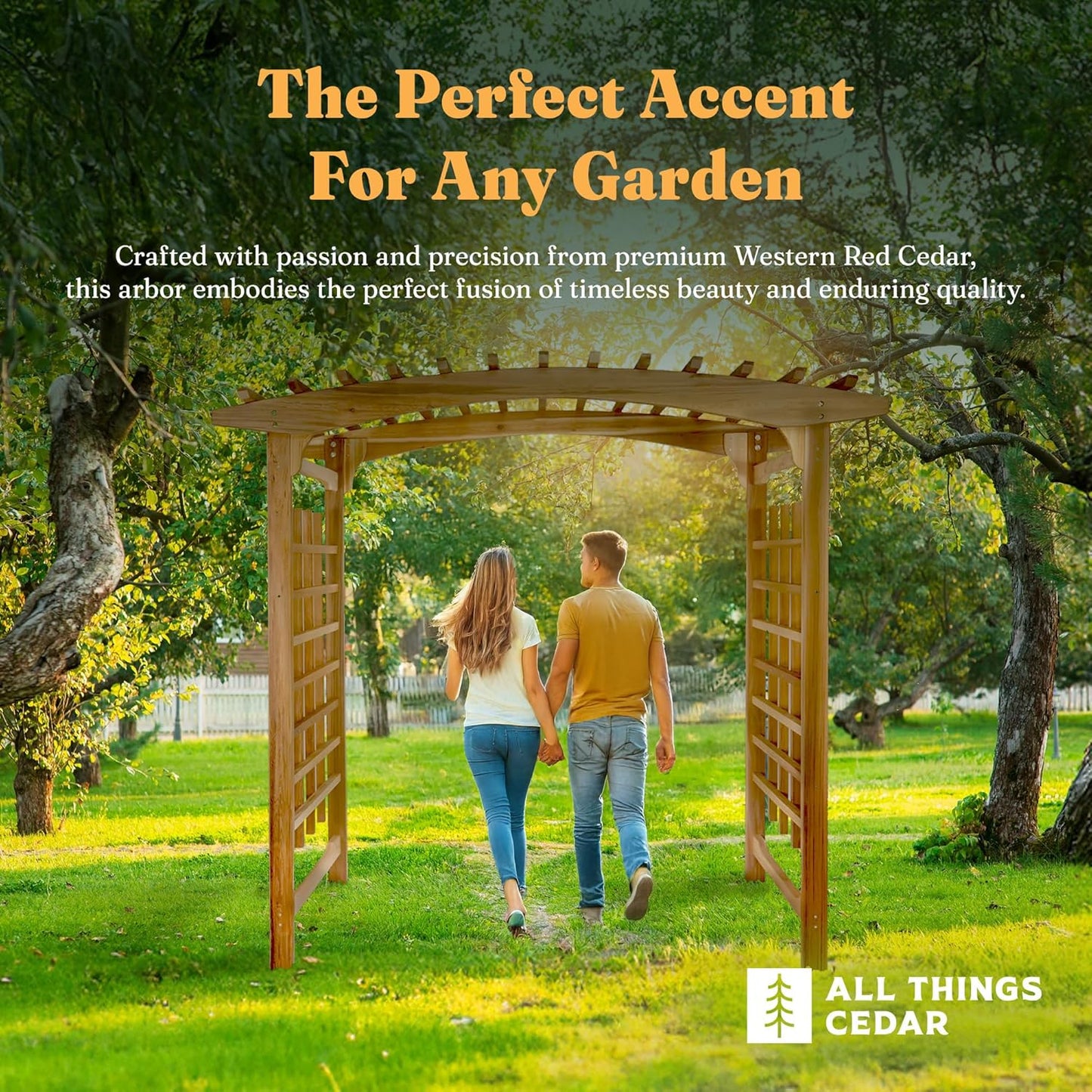 All Things Cedar 8-Foot Pagoda Arbor Garden Arch Trellis for Climbing Plants, Transform Garden or Patio Spaces, Made from Premium Western Red Cedar