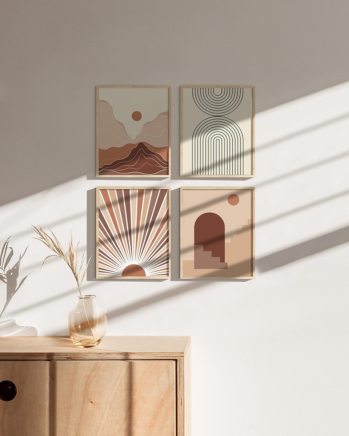 HAUS AND HUES 8"x10" Beige Oak Wood Picture Frame Set of 4-8x10 Wood Picture Frame, 8x10 Frames 4 Pack, 8x10 Poster Frame, 8x10 Frame Wood, 8 by 10 Picture Frames, Set of 4 Frames 8x10 Frame Only