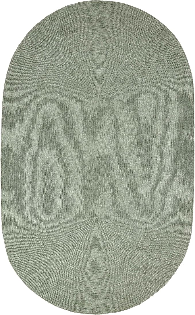 Superior Jute Oval Indoor Area Rug, Fog Green