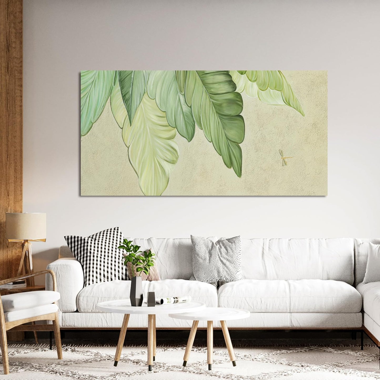 Canvas Wall Art Decor Modern Green Wall Art Prints Wall Art Pictures for Living Room Art Work for Wall Decor Boho Botanical Wall Art Decorations Artwork for Walls Bedroom Office Decor 20" X 40"