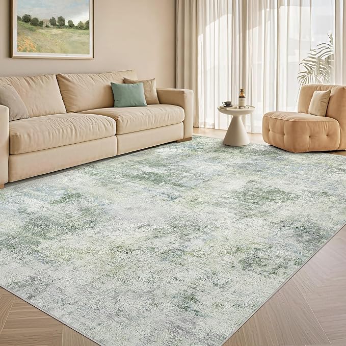 Tortania Area Rug Living Room Rugs - 5x7 Washable Large Soft Neutral Boho Moroccan Bohemian Farmhouse Rug Indoor Floor Carpet for Bedroom Under Dining Table Home Office Decor - Sage Green