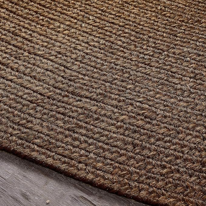 Superior Indoor Outdoor Area Rug, Handwoven Reversible Braided Home Decor for Living Room, Kitchen, Entryway, Patio, Front Porch, Deck, Modern, Boho, Farmhouse Style, 2' x 8' Oval, Cocoa