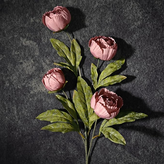 Waipfaru 6 Pcs Faux Peonies Artificial Flowers for Vase, 27" Fake Silk Peonies Flowers for Wedding, Vase Filler Pink Flowers for DIY Bouquets Centerpieces Bridal Shower Office Decor