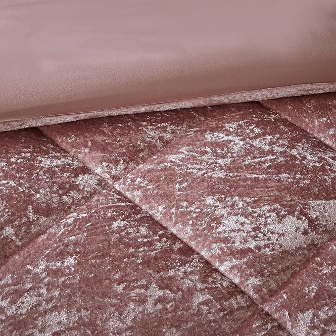 Intelligent Design Twin Velvet Duvet Cover Set with Blush Finish ID12-1782