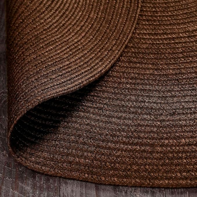 Superior Indoor Outdoor Area Rug, Handwoven Reversible Braided Home Decor for Living Room, Kitchen, Dining Room Floors, Patio, Front Porch, Deck, Modern, Boho, Farmhouse Style, 8' x 10' Oval, Cocoa