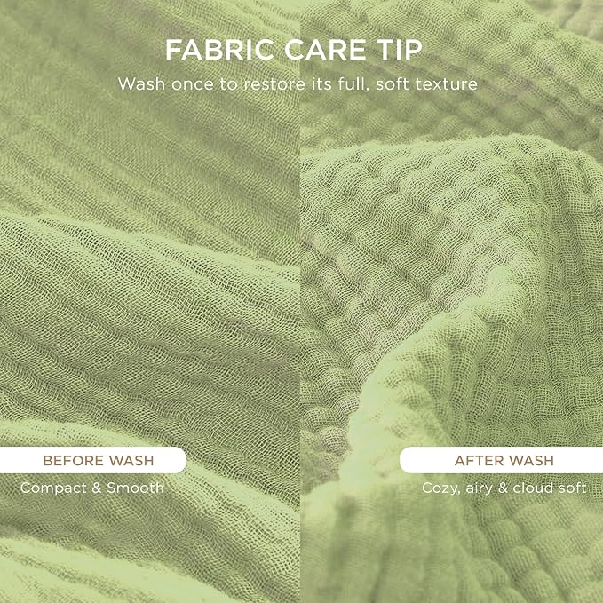 Threadmill Muslin Throw Blanket | 4 Layer 100% Cotton Gauze | Lightweight, Breathable, and Soft All Season Blanket | 50 x 65 Cozy Throw for Sofa, Couch & Bed | Sage Green