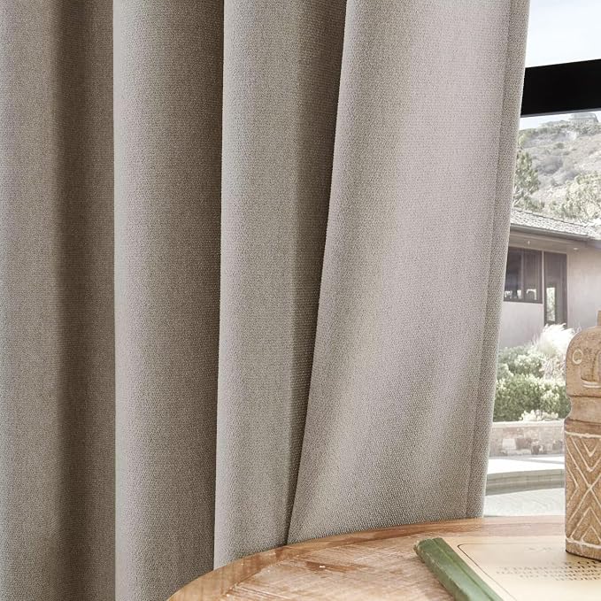 Joydeco Faux Linen Curtains 72 Inch Length 2 Panels Set, Light Filtering Curtains for Bedroom, 52 Inches Wide Living Room Drapes with Rod Pockets (52x72 inch, Birch)