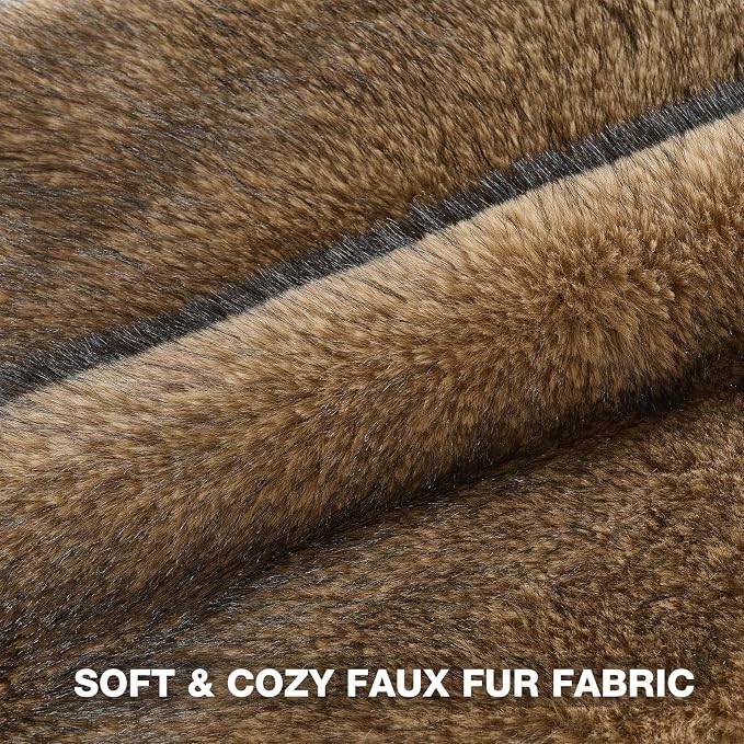 FUTEI Pack of 2 Faux Raccoon Fur Plush Throw Pillow Covers 18x18 Inch Soft Fluffy Farmhouse Decorative Cushion Case Modern Luxury Accent for Couch Bed Living Room, Tawny