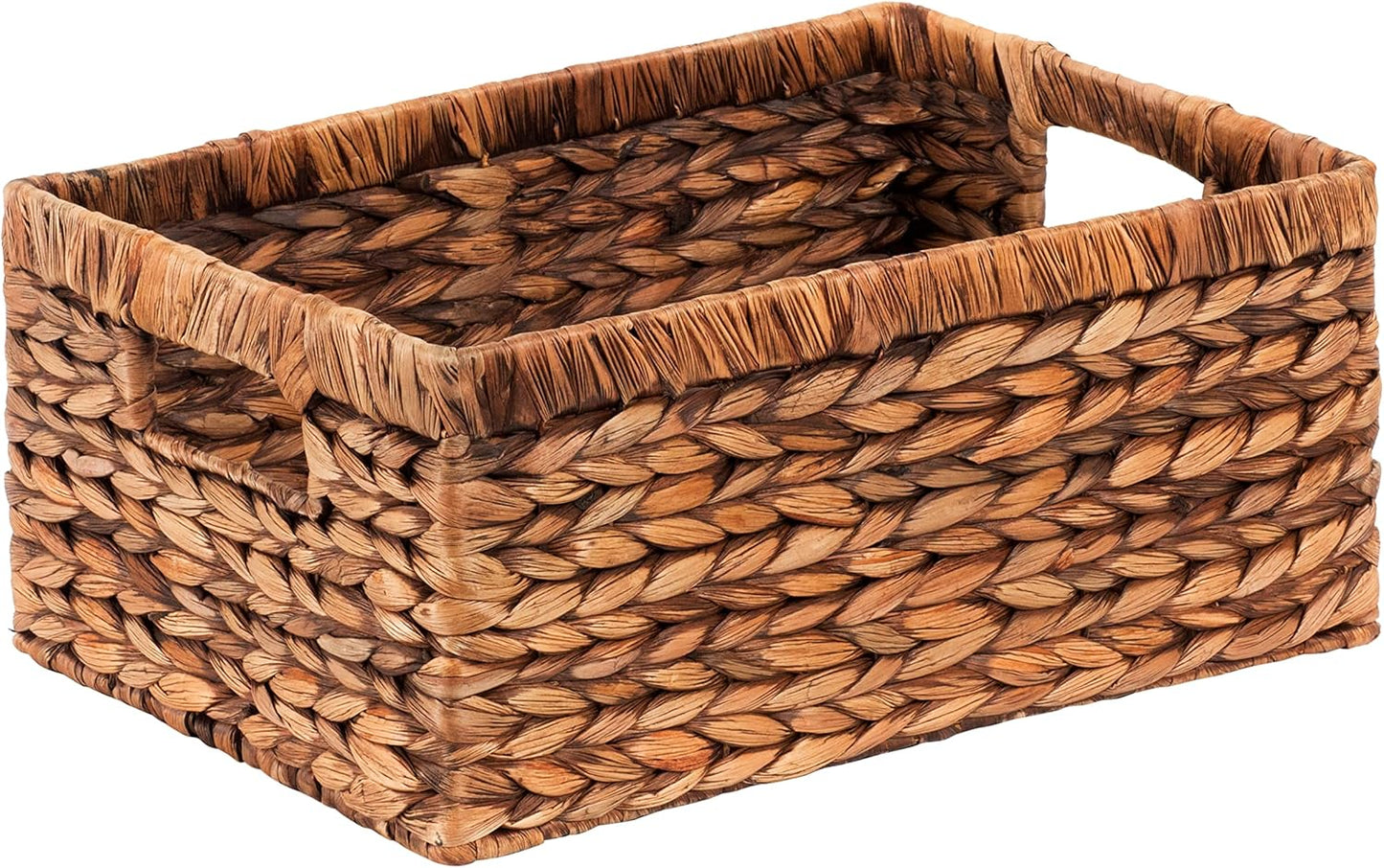 CENBOSS Wicker Baskets (Large, Brown Wash, 1PC) Rattan Storage Baskets for Shelves, Woven Seagrass Holder