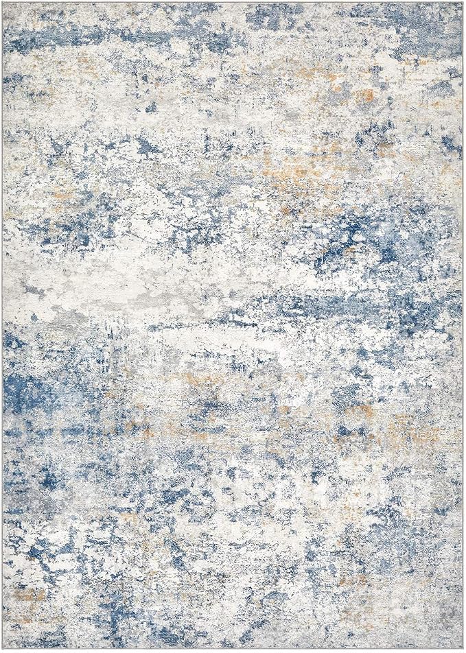 DMOYEST Area Rug Living Room Rugs - 5x7 Abstract Large Soft Indoor Washable Rug Neutral Modern Low Pile Carpet for Bedroom Dining Room Farmhouse Home Office - Blue