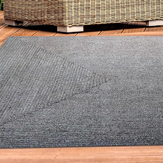 Superior Indoor/ Outdoor Large Area Rug, Reversible Braided Home Floor Decor for Living Room, Kitchen, Entryway, Patio, Front Porch, Deck, Modern, Boho, Farmhouse Style, 5' x 8', Slate