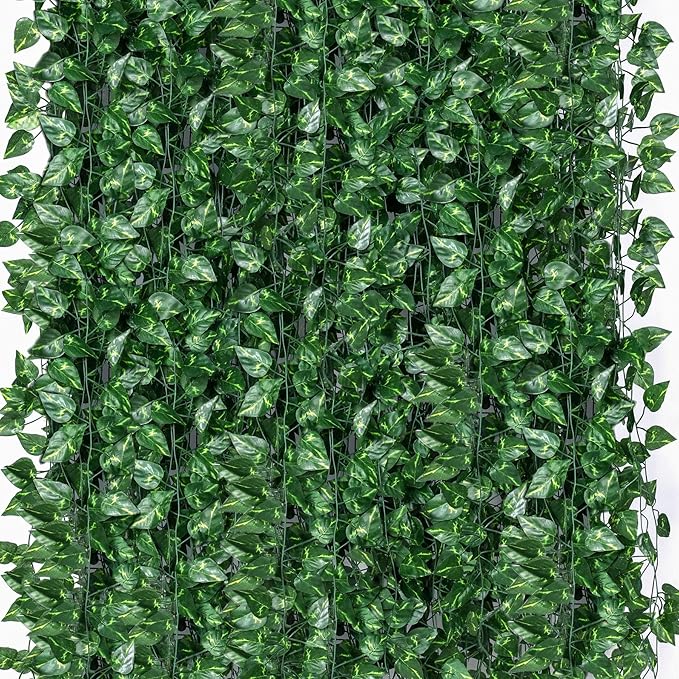 1008 Feet 144 Pack Fake Greenery Ivy Leaf Plants, Hanging Garland Vine Leaves, Artificial Flowers Foliage for Bedroom Wall Decor