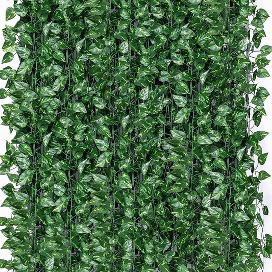1008 Feet 144 Pack Fake Greenery Ivy Leaf Plants, Hanging Garland Vine Leaves, Artificial Flowers Foliage for Bedroom Wall Decor