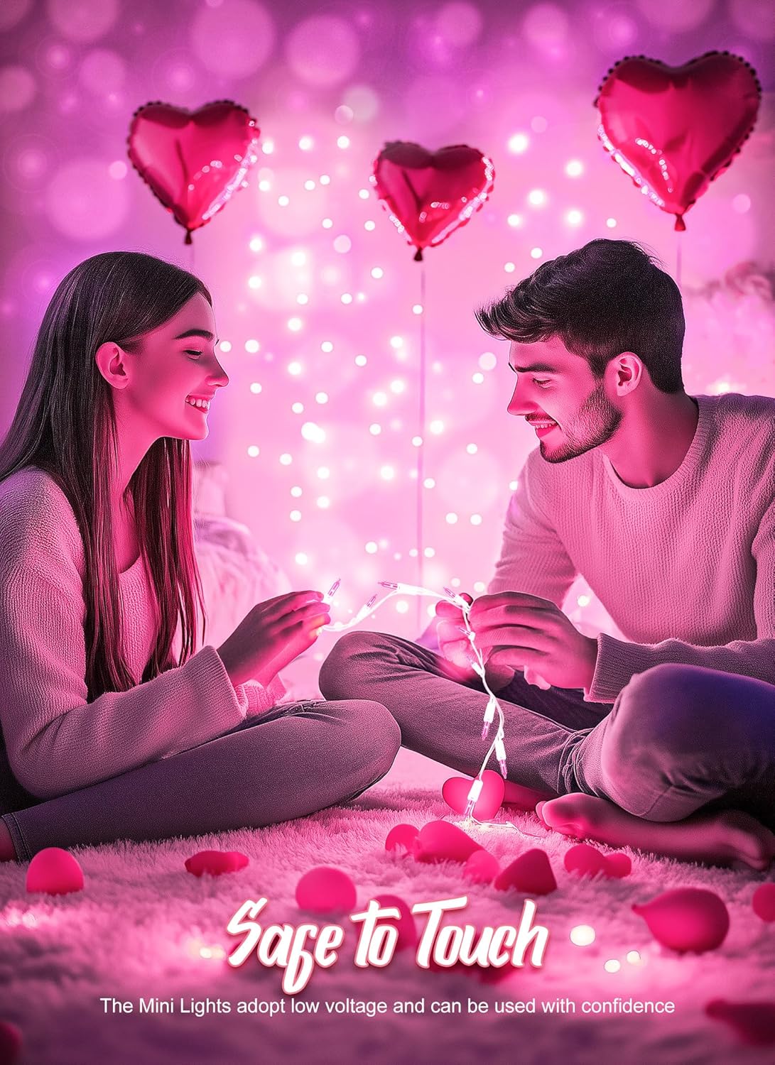 Pink Christmas String Lights, 50 Count 12 Feet Incandescent Bulb Mini Valentine's Lights, Waterproof Pink Lights for Indoor Valentine's Day Garland Wedding Party Festival Xmas Tree Decoration