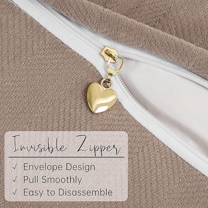 ZWJD Khaki Pillow Covers 18x18 Set of 2 Chenille Throw Pillow Covers with Elegant Design Soft and Luxurious Decorative Throw Pillows for Couch, Bed, and Home Decor