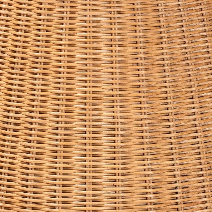 Bali & pari Nina Handwoven Rattan Hourglass Side Table with Glass Top – Boho Wicker Accent Table, Natural Fiber Round End Table for Living Room or Patio