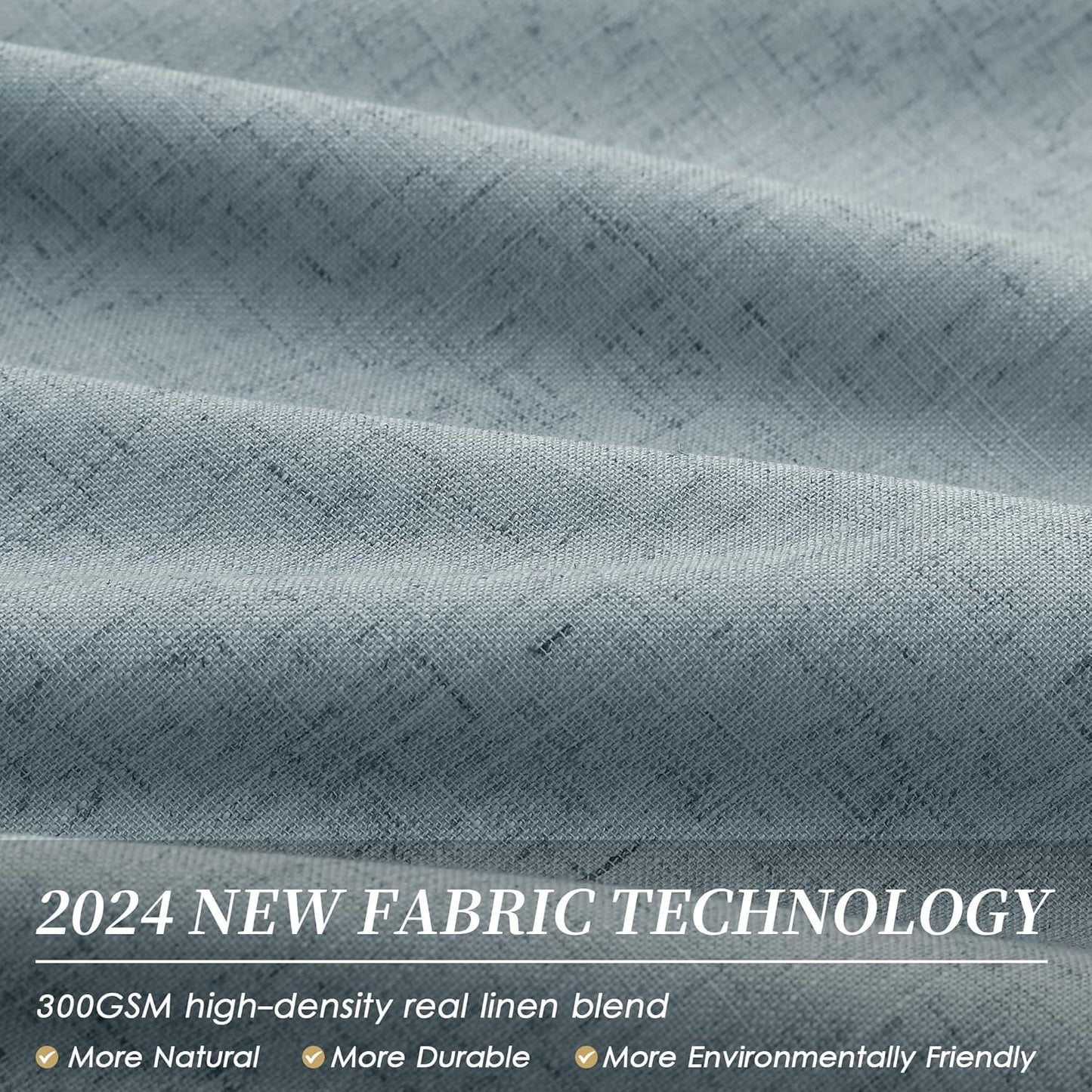 BOODII 63 Inch Blackout Curtains Linen Black Out Curtains for Bedroom 2 Panels Set Neutral Room Darkening Curtain Stone Blue Thermal Insulated Curtain for Nursery Window Drapes Back Tab 52x63