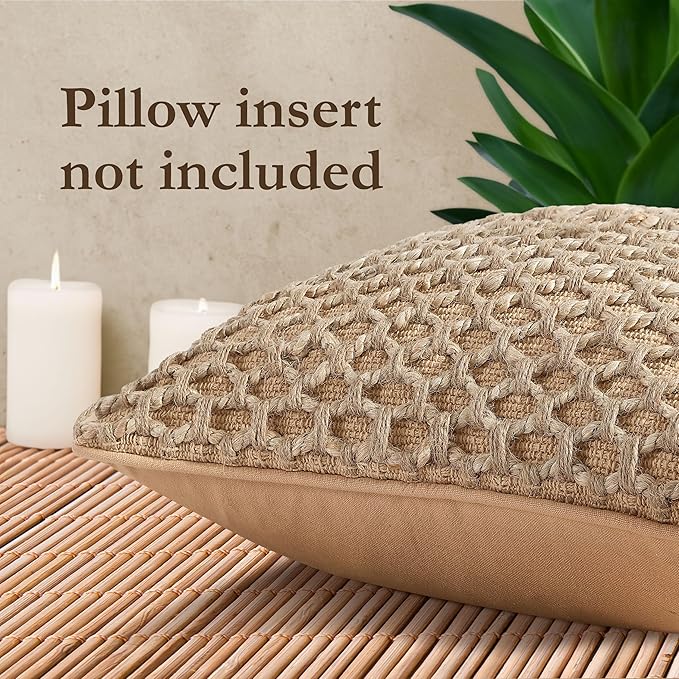 Boho Living 12x20 Beige Throw Pillow Covers Pillow insert not included - (1) Boho Pillow Cover
