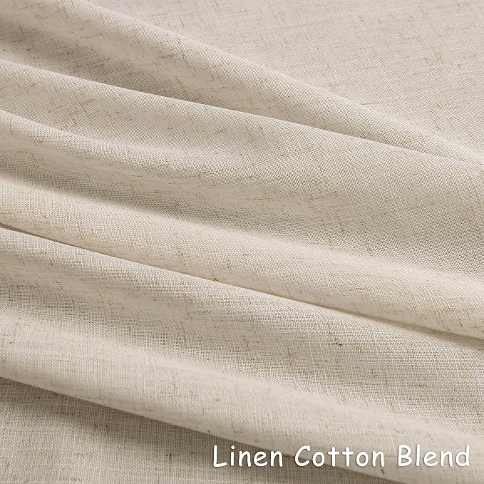 Aersas Boho Colored Extra Long Grommet Linen Curtains 120 Inches Long for Living Room Bedroom Semi Sheer Light Filtering Neutral Boho Farmhouse 120 Inch Length 2 Panel Set for Large Window