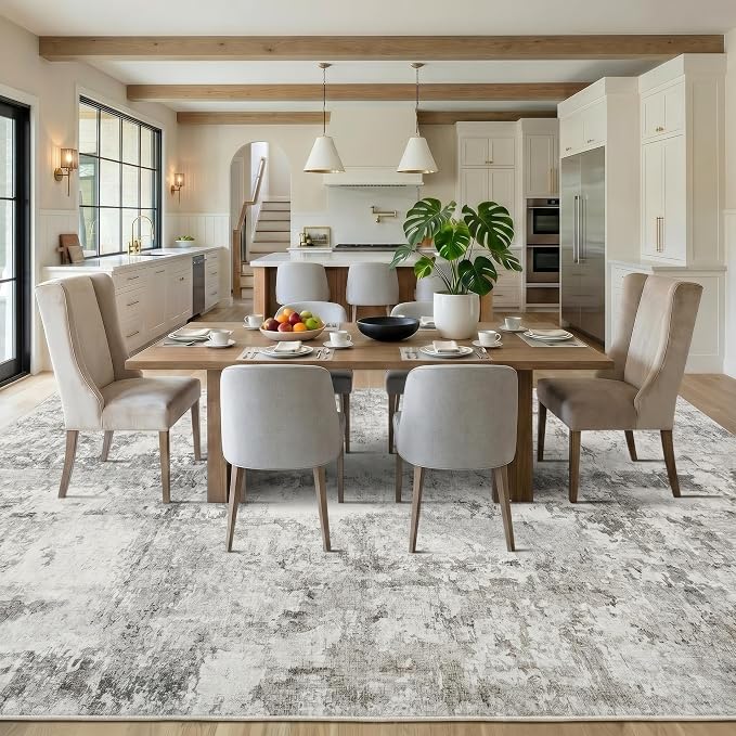 GarveeHome 5x7 Abstract Area Rug, Washable Soft Low Pile Non Slip Accent Rug for Living Room, Bedroom, Dining Room, Modern Neutral Beige Indoor Carpet