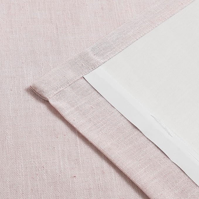 Vision Home Pink Pinch Pleated Light Filtering Curtains with Microfiber Liner 102 inch Linen Blended Textured Privacy Drapes for Living Room Girls Bedroom Back Tabs with Hooks 2 Panels 40" Wx102 L