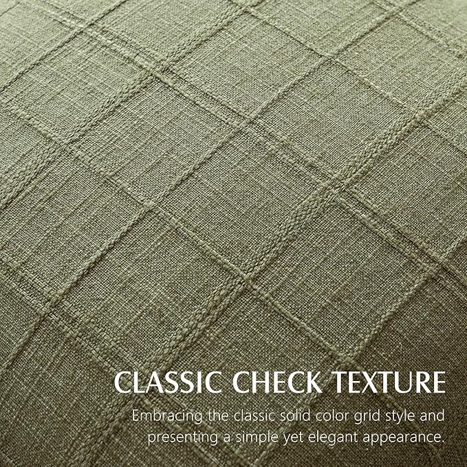 Foindtower Set of 2 Decorative Linen Check Throw Pillow Covers Neutral Farmhouse Vintage Cushion Covers Modern Boho Home Decor for Sofa Chair Couch Bedroom Living Room,16×16 Inch,Sage Green