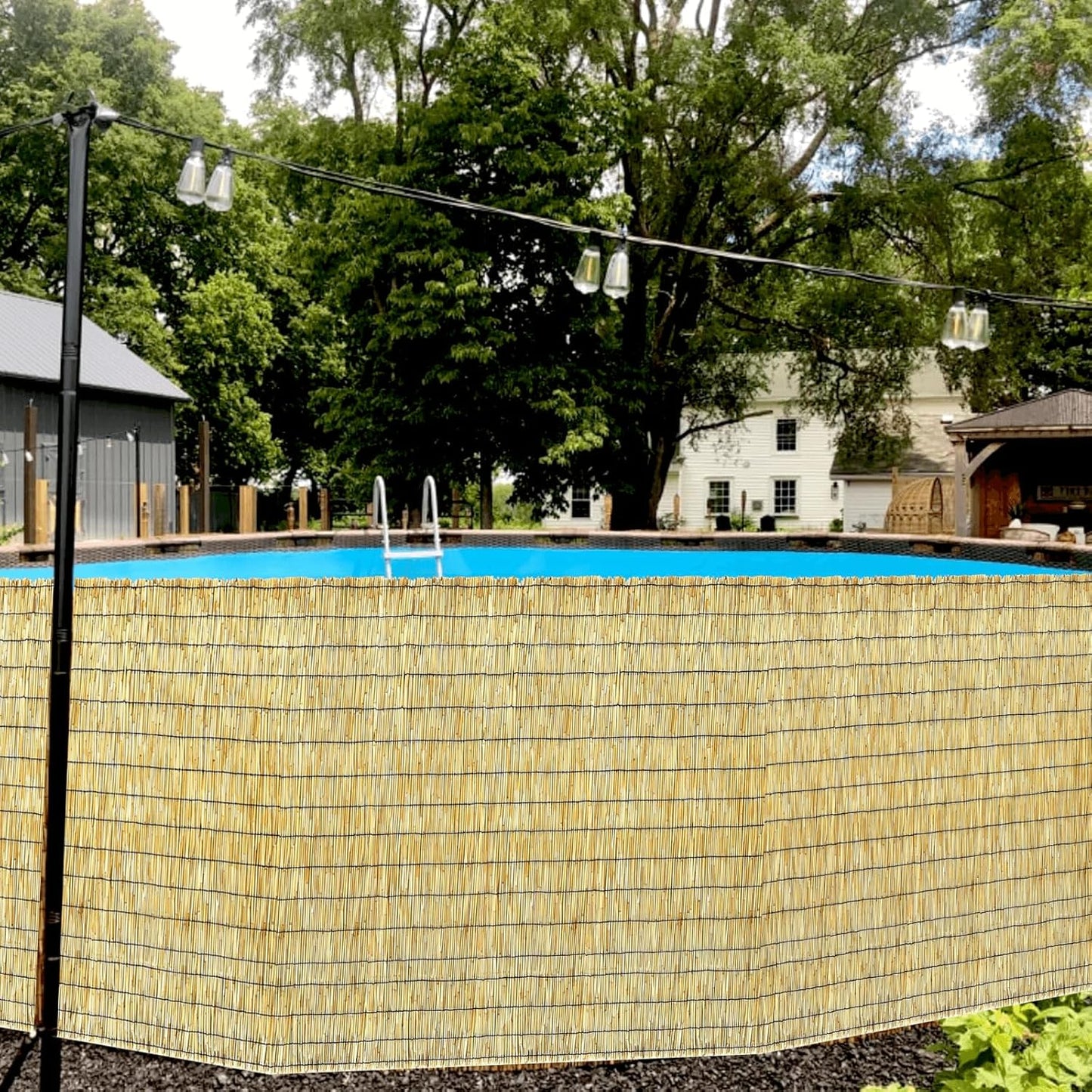 Bamboo Reed Fencing, Natural Bamboo Fence Rolls 6 Feet High, Decorative Privacy Screen Reed Curtains for Patio Balcony Garden Backyard Outdoor, 6 x 16 FT