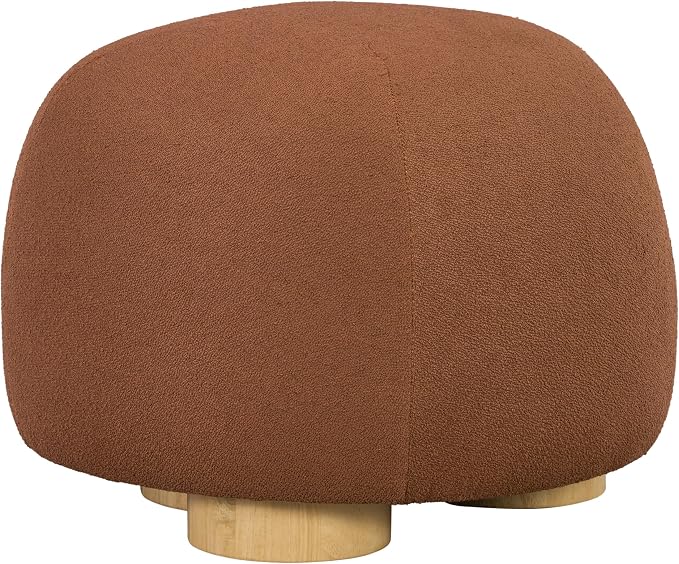 Christopher Knight Home Aria 20.08" Round Fabric Ottoman Stool, Upholstered Footrest with Foam Seat, Modern Accent Ottoman with Wood Legs, Small Footrest for Entryway Living Room, Rust