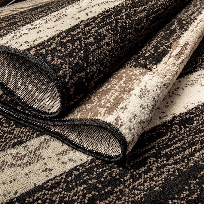 Superior Rockwood 3 Piece Indoor Area Rug Set, Jute Backing, Modern Color Block Decor For Hallway, Entry, Office, Kitchen, Bedroom, Living Room Floors, Plush Rugs, 2' x 3', 3' x 5', 5' x 8', Chocolate