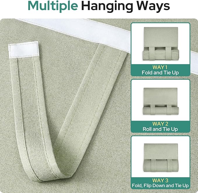 HOMEIDEAS 100% Linen Blackout Sidelight Curtains for Front Door, Side Door Window Curtains, Small Window,Thermal Insulated Covering, 1 Panel, W12 X L68 Inch, Sage Green