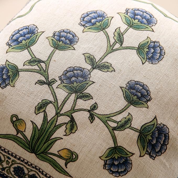 patdrea Designer French Vintage Linen Throw Pillow Cover,18"x18"-Ivar B | Vinage Decorative Pillow Case,Floral Pattern,White Pillow Cover for Couch Living Room Bedroom Sofa Outdoor