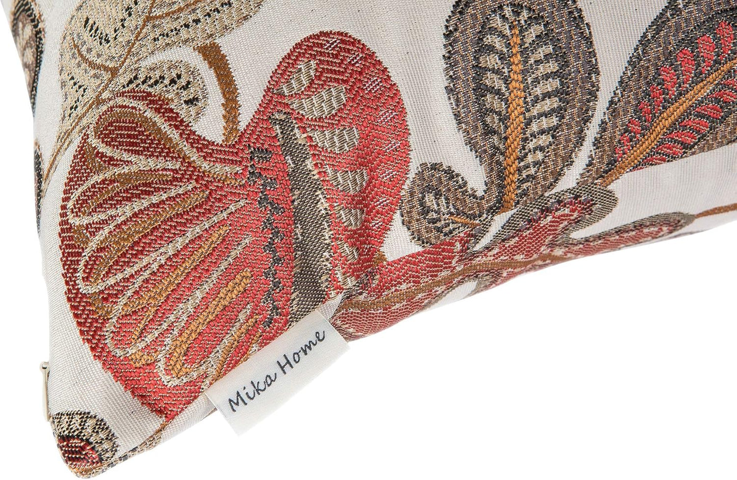 Set of 2 Jacquard Tropical Leaf Pattern Oblong Throw Pillow Covers Accent Pillowcase 12X20 Inches,Coral Cream